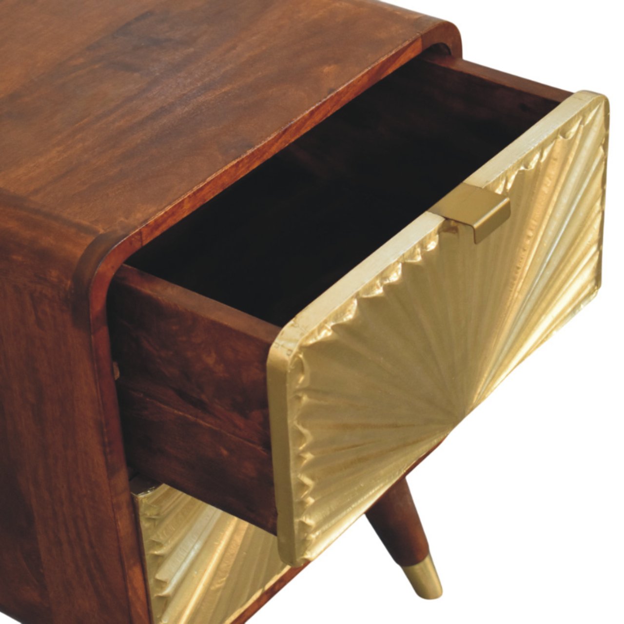 Avora Brass Embossed 2 Drawer Chestnut Nightstand